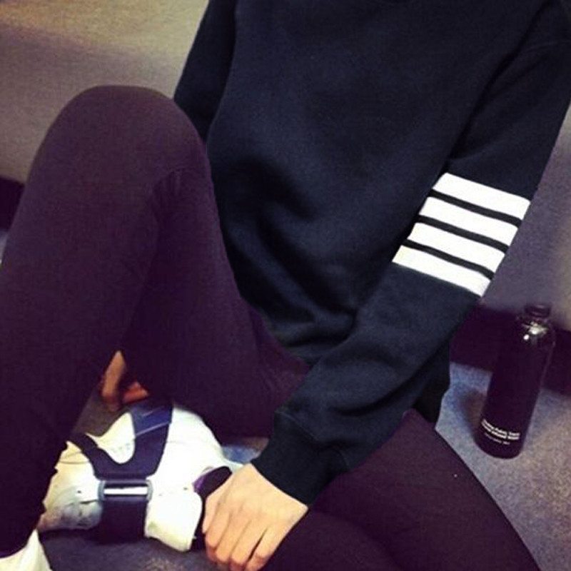New Arrival 2015 Fashion Womens Spring Autumn Sweatshirts Long Sleeve O Neck Stripe Thin Casual Loose Pullover Tracksuit Tops FG1511