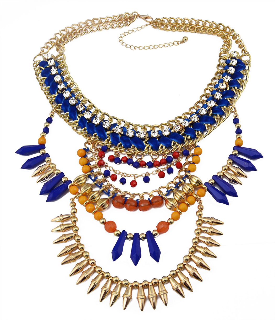 European style gold plated handmade braid rhinestone chunky chain blue brown beads rivet tassel charms bib statement necklace
European style gold plated handmade braid rhinestone chunky chain blue brown beads rivet tassel charms bib statement necklace