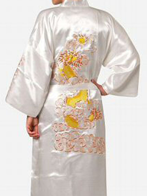 Wholesale-Chinese men's silk/satin bathrobe robe/gown M L XL XXL
