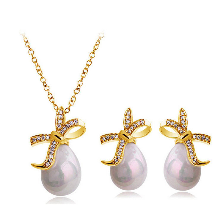 The Most Popular Crystal Pearl Butterfly Necklace And Earrings Sets South Korea Fashion Pearl Jewelry Sets For Women 4238 от DHgate WW