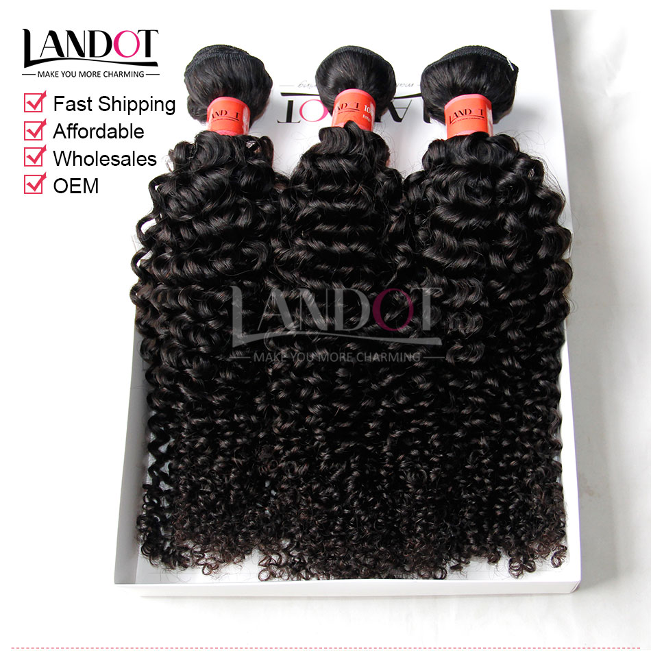 Brazilian Curly Virgin Hair Weaves Unprocessed Peruvian Indian Malaysian Cambodian Mongolian Deep Kinky Curly Remy Human Hair 3/4 Bundles