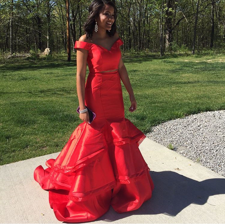 Two Piece Prom Dresses 2025: Satin Mermaid Off Shoulder Evening Dress