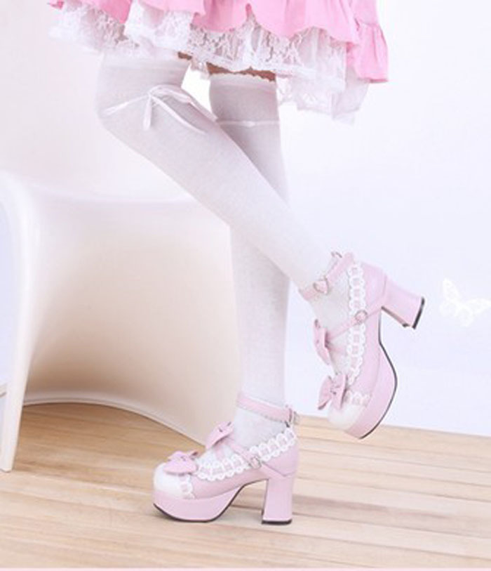 1Pair Fashion Women Autumn Over The Knee Ribbon Straps Socks Feitong