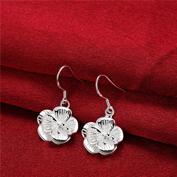 Brand new sterling silver Flower Earrings DFMSE681,women's 925 silver Dangle Chandelier earrings 10 pair a lot factory direct sale can mix