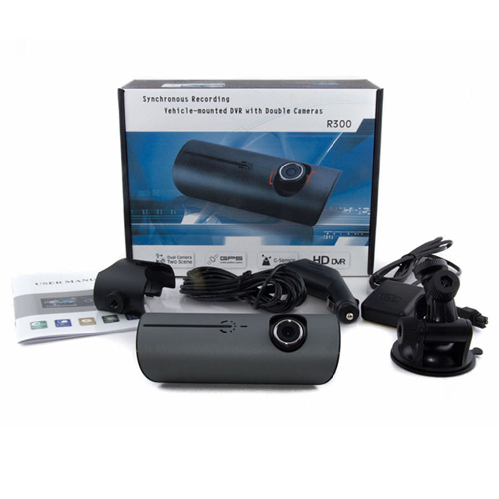 R300 2.7 "LCD Wide Angle High Definition Dual Lens Dash Cameras Car Camera GPS Logger and G-sensor R300 Car DVR R300