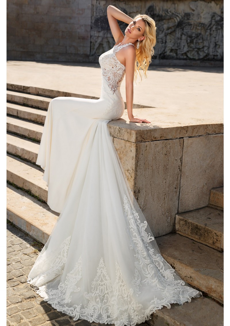 Vintage Bien Savvy Mermaid Dress Sleeveless Lace Applique Bridal Gowns Illusion Court Train Wedding Dresses Vestidos Custom Made