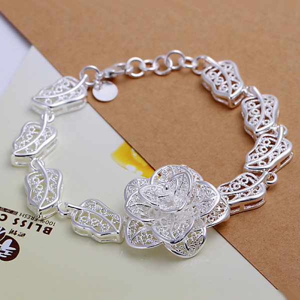 Hot sale best gift 925 silver Big Flower Bracelet DFMCH244, Brand new fashion 925 sterling silver Chain link bracelets high grade