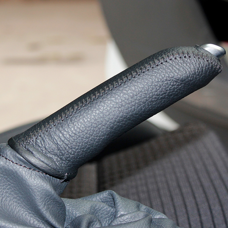 Handbrake cover Case for Peugeot 508 Genuine leather handbrake cover Lengthened Hand sewing Auto interior decoration car styling