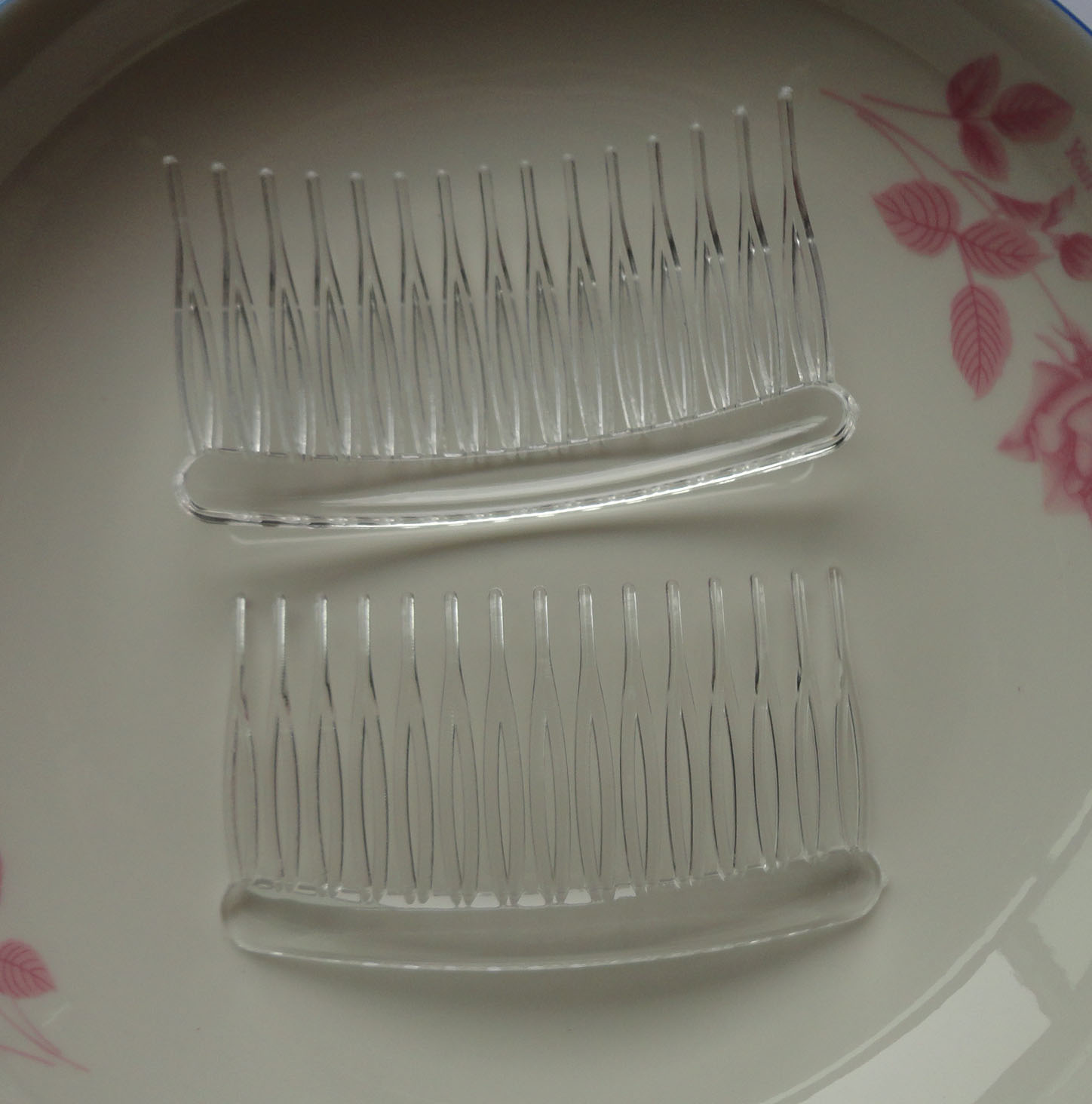 20PCS 15teeth medium size 4.5cm*8.0cm White Clear plain Plastic hair combs for diy hair accessories,Side combs for bridal wedding
