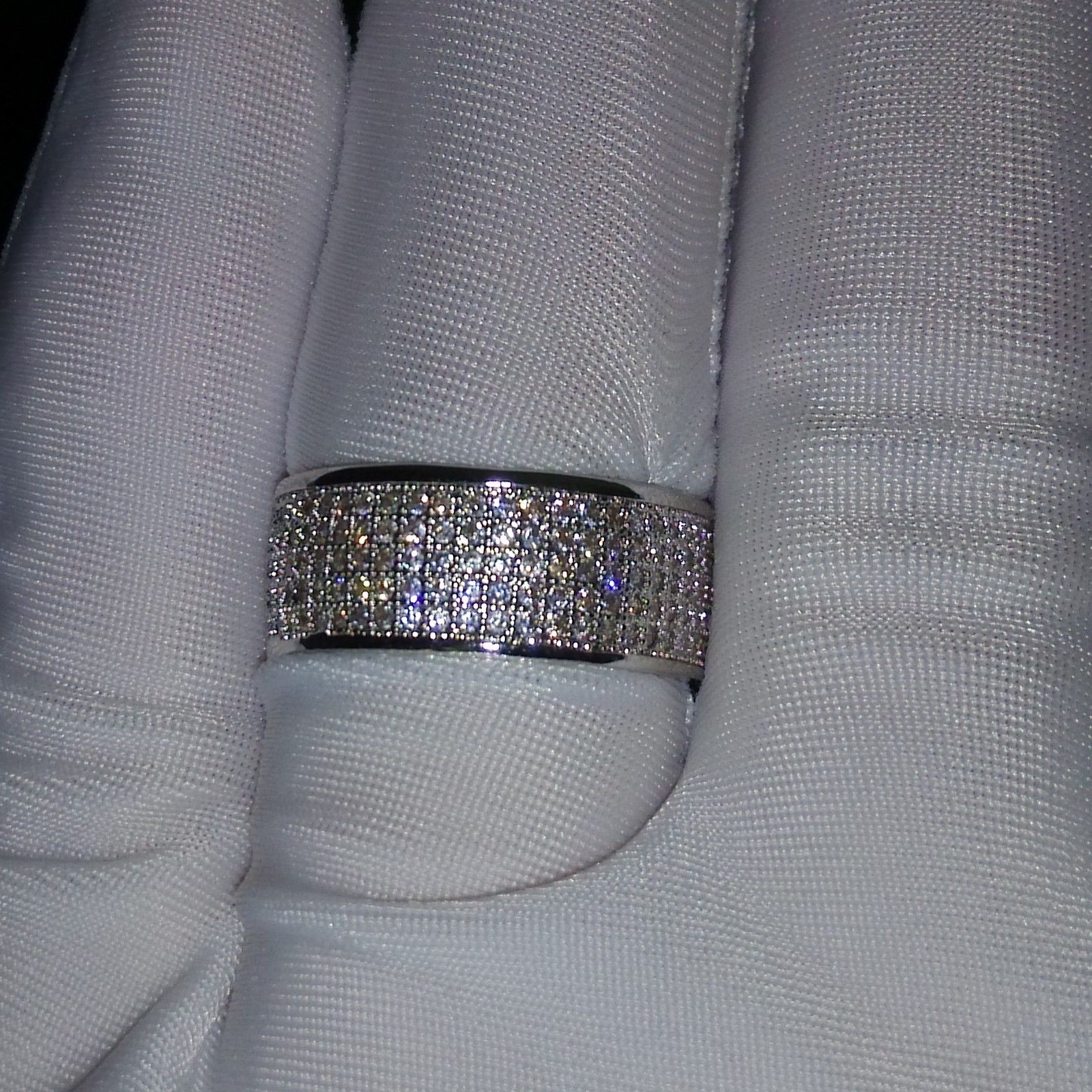 250Pcs jewelry Diamonique simulated diamond white full topaz 10KT White Gold Filled Diamond CZ women Wedding band Finger Ring gift Sz 5-11