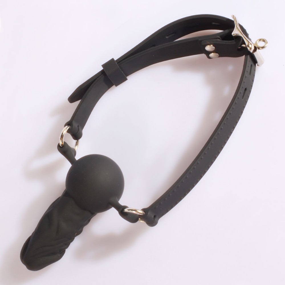 2015 new all silicone bondage mouth gag with dildo,oral sex dildo mouth plug,dildo gag with locking buckles,adult sex restraint ball gag