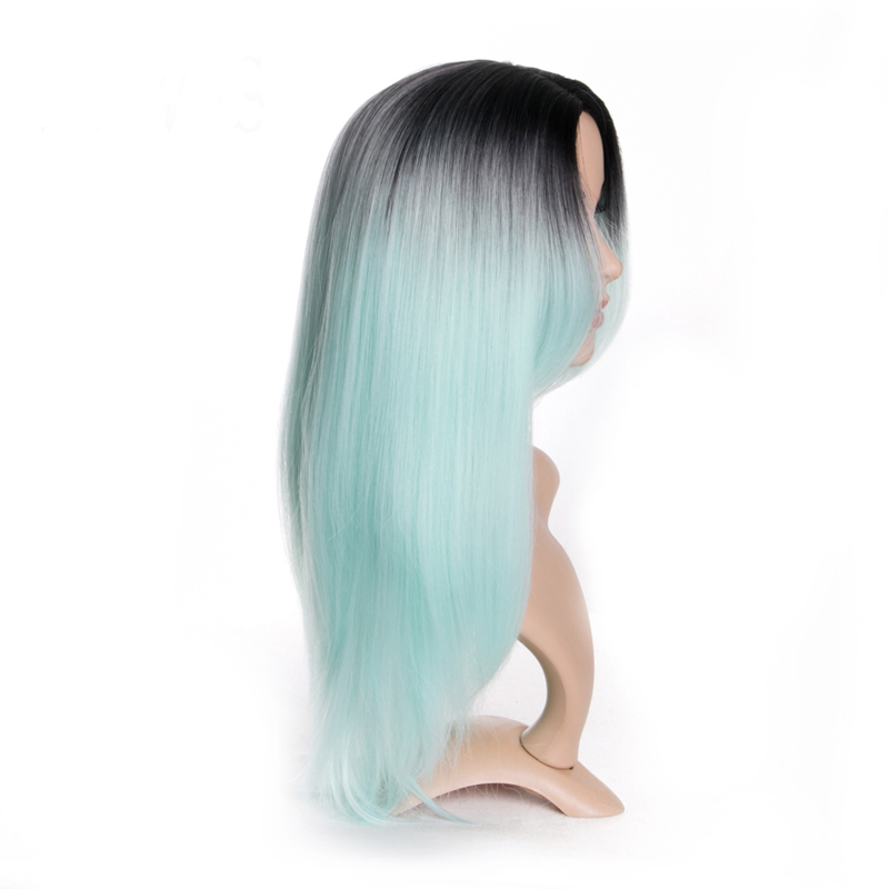 Long Straight Middle Part Dark Root Synthetic Hair wig for Women
