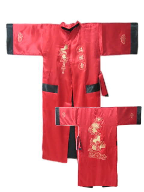 Wholesale-Chinese men's silk/satin bathrobe robe/gown M L XL XXL