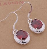 Fashion (Jewelry Manufacturer) 20 pcs a lot Burgundy drill earrings 925 sterling silver jewelry factory Fashion Shine Earrings