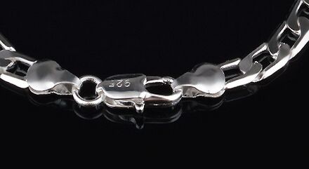 Free shipping trendy fashion high quality 925 silver Men's 6MM flat one Interval one Classic Bracelet jewelry holiday gift 1527