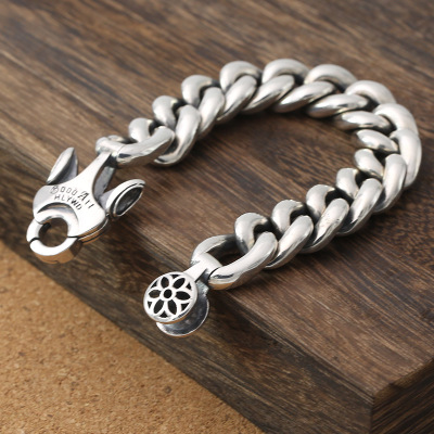 925 Sterling silver jewelry designer hand-made heavy curb links bracelet designed with unique closure clasp 3 SIZES (9MM 14MM 17MM) FOR MEN
