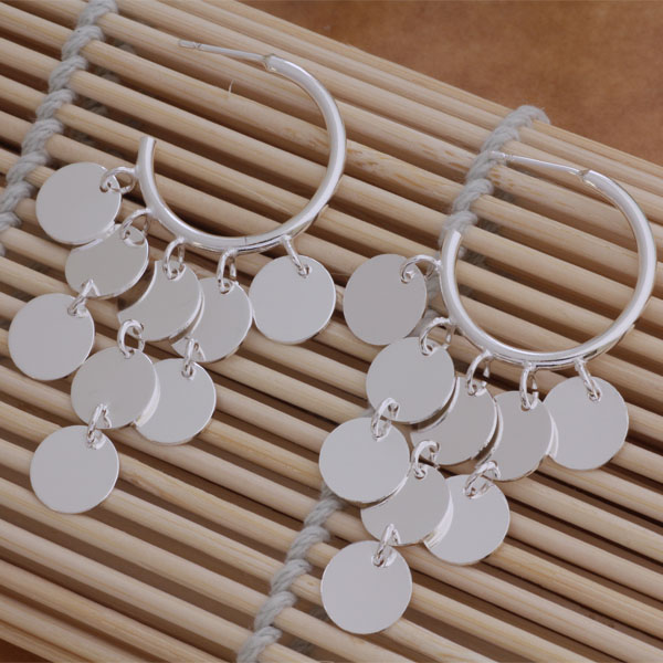 Fashion (Jewelry Manufacturer) 20 pcs a lot Hanging 9 discs earrings 925 sterling silver jewelry factory price Fashion Shine Earrings