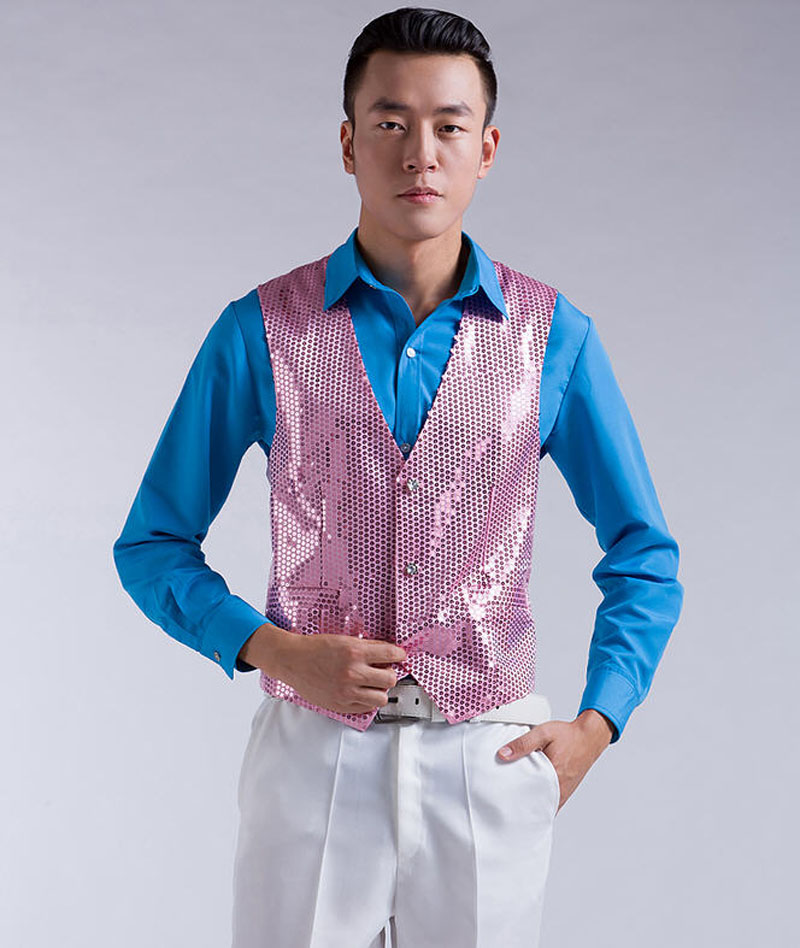Fall-Paillette Male Sequins Stage Performance Costumes Men Vest Mc Host Clothing Singer Waistcoats Show Sleeveless Jackets D195