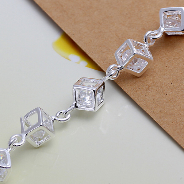 Hot sale 925 silver Whitehead checkered Bracelet DFMCH241, Brand new fashion sterling silver plate Chain link gemstone bracelets high grade