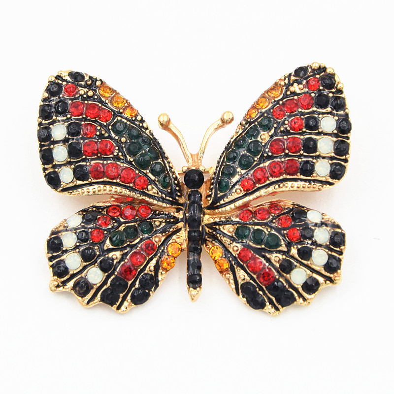 OneckOha Fashion Jewelry Colorful Rhinestone Butterfly Brooches Alloy Enameled Animal Brooch Pin Apparel Accessories