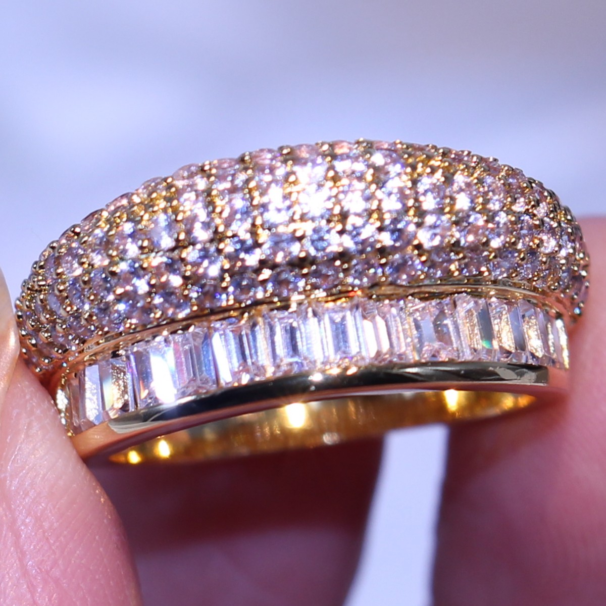 Princess Cut White Sapphire 10KT Gold Filled Ladies Wedding Band Ring