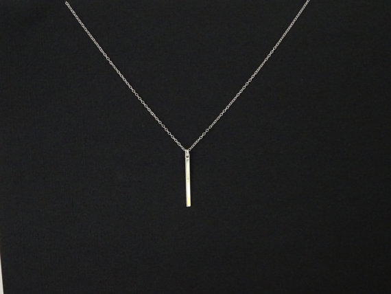 10PCS Gold Silver Personalized Vertical Bar Necklace Skinny Bar Necklace Simple Stick Necklace Slim Initial Bar Necklaces
