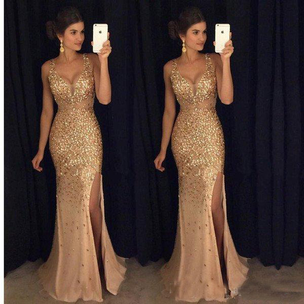Sparkly Gold Sequined Beads Mermaid Evening Dresses 2018 Arabic V Neck Floor Length Custom Specail Occasion Wear Prom Gown, Hunter
Sparkly Gold Sequined Beads Mermaid Evening Dresses 2018 Arabic V Neck Floor Length Custom Specail Occasion Wear Prom Gown, Hunter