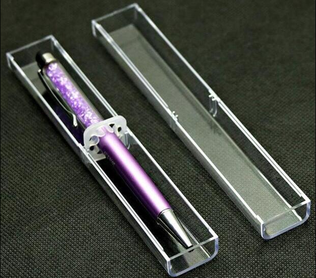 Vente chaude boîte à stylos en plastique étui à crayons en cristal clair pinceau cosmétique fard à paupières crayon couleur stylo rouge à lèvres