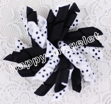 Curlies loop Ribbon Korker hair bows clips M2M Gymboree style prints dot Girl women Corker hair ties Accessories 20pcs PD007