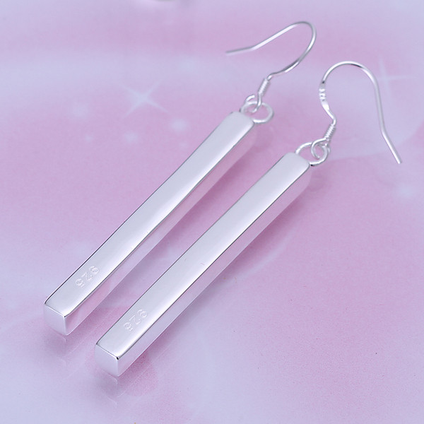 Brand new sterling silver plate Straight Earring DFMSE002,women's 925 silver Dangle Chandelier earrings 10 pairs a lot factory direct sale