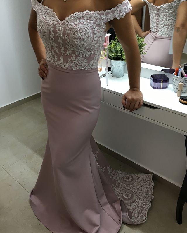 White Lace with Beading Mermaid Evening Dresses Sweetheart Off the Shoulder Evening Gowns with Appliques Party Dresses, Yellow
White Lace with Beading Mermaid Evening Dresses Sweetheart Off the Shoulder Evening Gowns with Appliques Party Dresses, Yellow