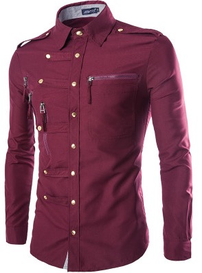 Wholesale Fashion Zipper Mens Shirts Long Sleeve Shirt Men Camisa Masculina Men Button Up Shirts Casual Dress Shirts
