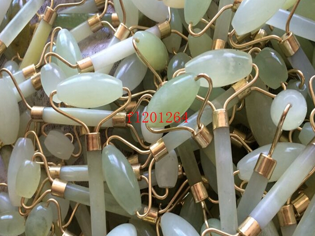 1pcs/lot Free Shipping Natural jade roller Massage double roller face Body roller stone roller Massager