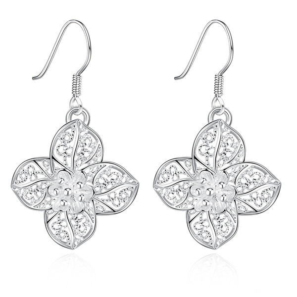 Brand new sterling silver Flower Earrings DFMSE681,women's 925 silver Dangle Chandelier earrings 10 pair a lot factory direct sale can mix