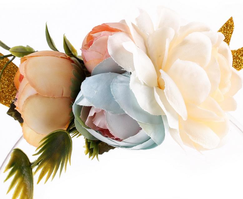 Women Girls Flower Crown Hair Sticks Deer Antler Ears Flower Hairband Headband Christmas Party Costume Headbands Birthday headwear handmade