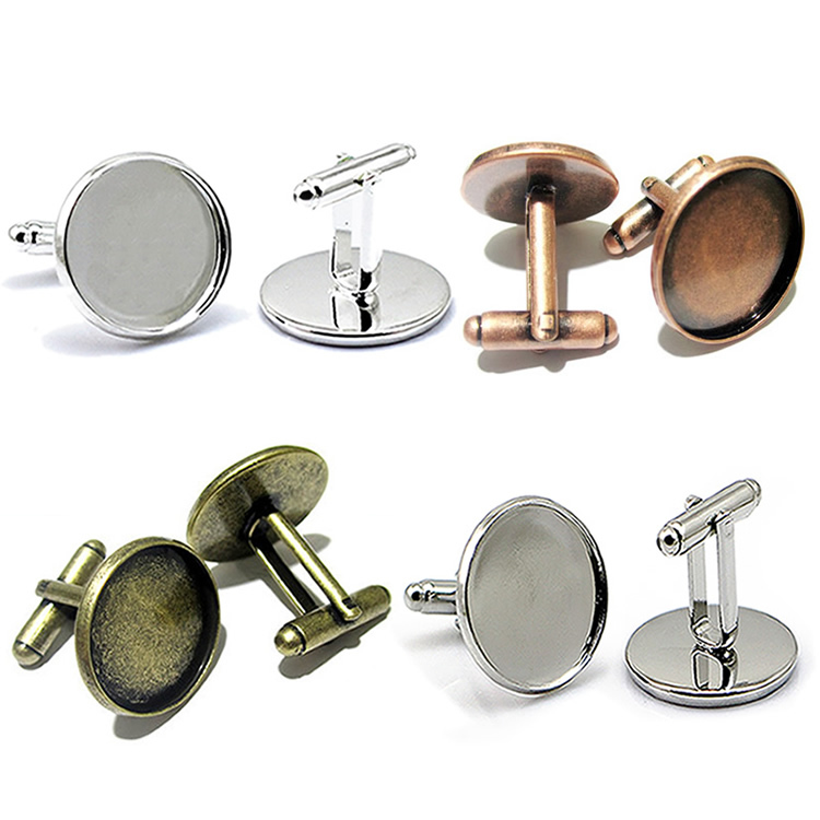 Beadsnice copper cufflink blanks jewelry making design cufflink parts with round 20mm bezel cup ID 8898