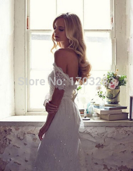 2020 Romantic Lace Beach Wedding Dresses Sexy V Neck Open Back Bride Dresses Court Train Fashionable Vestido De Noiva Hot