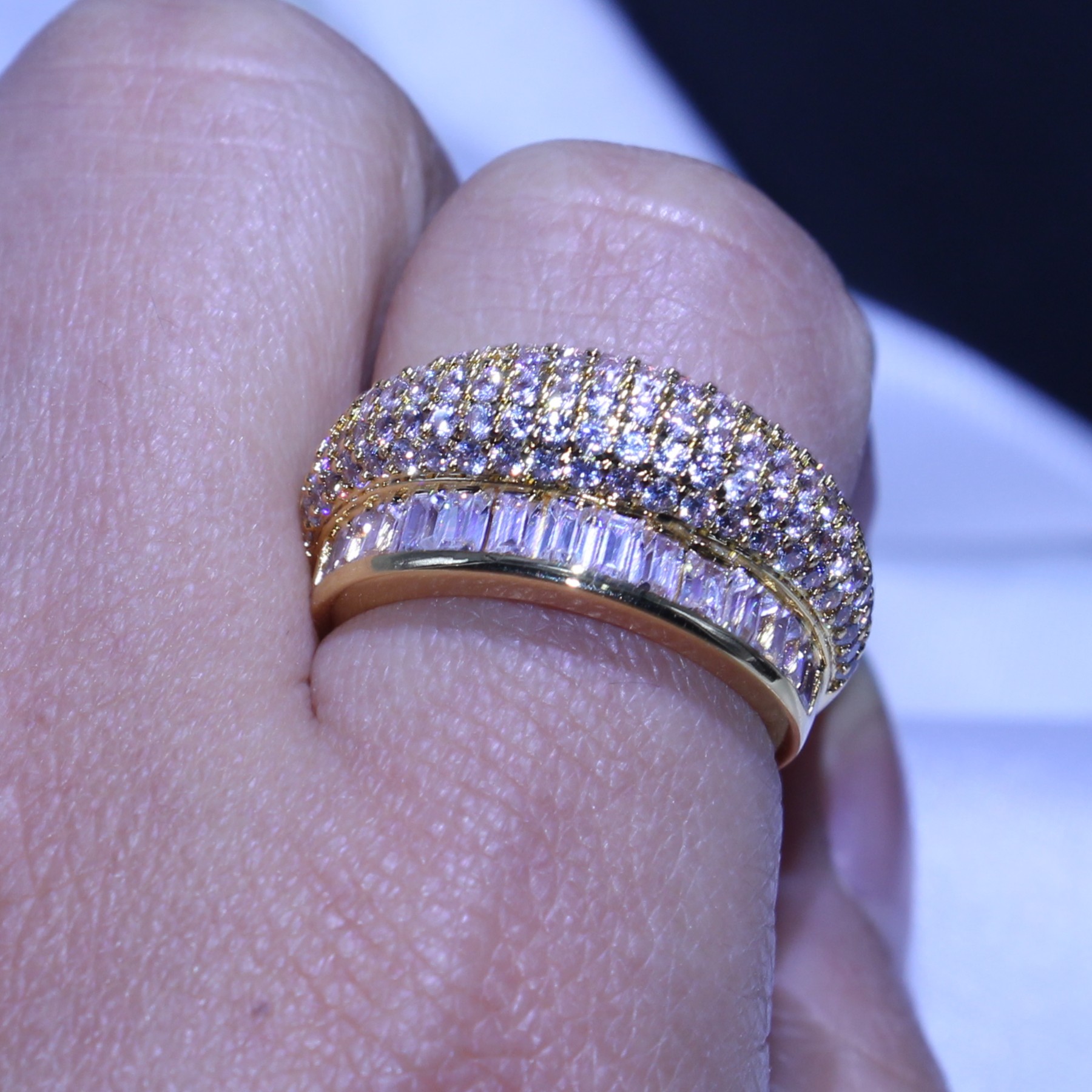 Princess Cut White Sapphire 10KT Gold Filled Ladies Wedding Band Ring