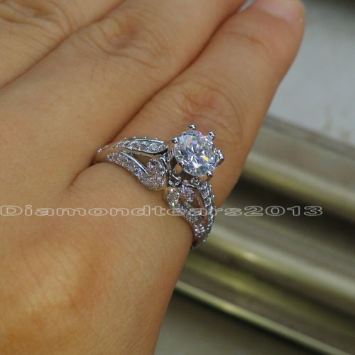 5-10 Size 1.5ct Topaz Engagement Ring in 10kt White Gold Filled, Mother's Day Gift