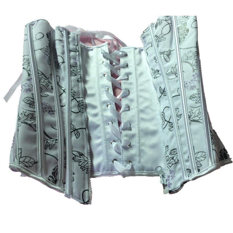 Women's Fashion Multi Floral Printed Zip-up Front Two Side Wear Reversible Lace-up Back Corset Bustier Plastic Boned S-XXL Drop Ship