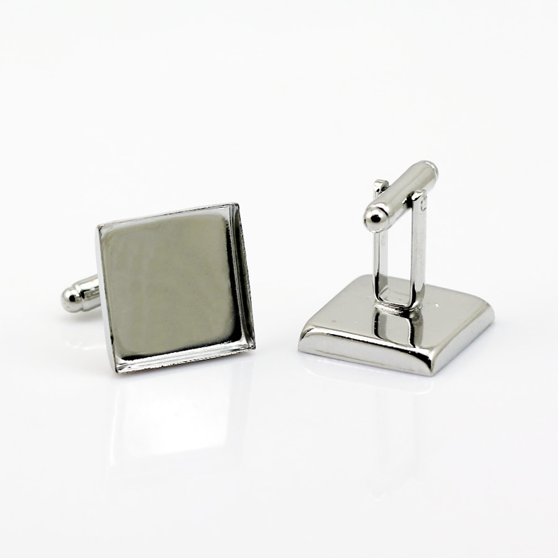 Beadsnice cufflink parts with 18mm square bezel setting for your cuff link making brass ID 10040