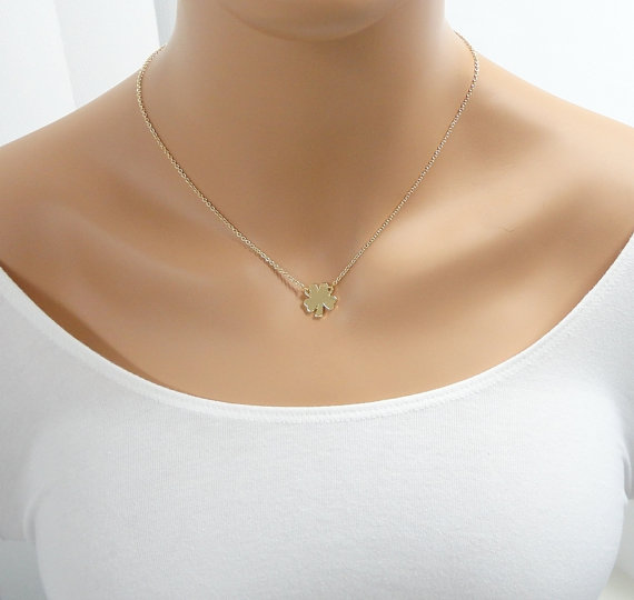 10PCS Tiny Four Leaf Clover Necklace Lucky Clover Necklaces Simple Shamrock Necklaces for Good Luck Birthday Gifts