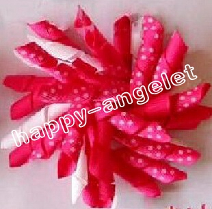 Random 4" M2M Gymboree style prints dot Curlies loop Ribbon Korker hair bows clips Girl/women Corker hair bobbles Accessories 50pcs PD007