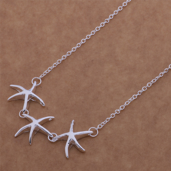 Free Shipping with tracking number Best Most Hot sell Women's Delicate Gift Jewelry 925 Silver 3 Starfish Necklace