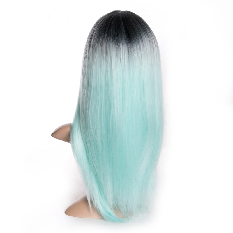 Long Straight Middle Part Dark Root Synthetic Hair wig for Women