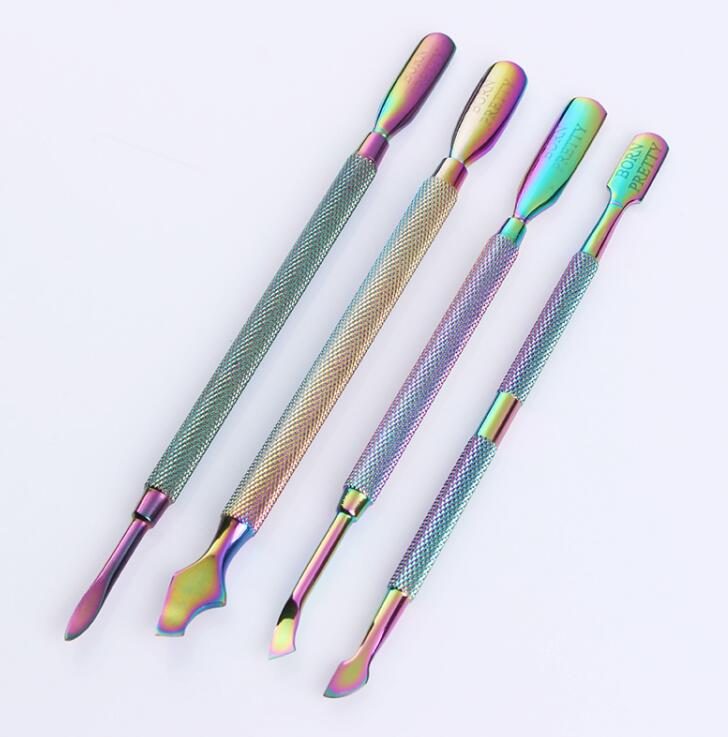Dual-ended Chameleon Nail Cuticle Pusher Remover Rainbow Stainless Steel Manicure Nail Art Tool 4 Patterns 1 Set
Dual-ended Chameleon Nail Cuticle Pusher Remover Rainbow Stainless Steel Manicure Nail Art Tool 4 Patterns 1 Set