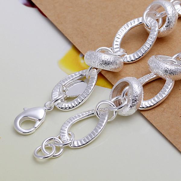 Hot sale 925 silver Hanging insets heart lock, flower spoon Bracelet DFMCH081,fashion 925 sterling silver plated Chain link bracelets