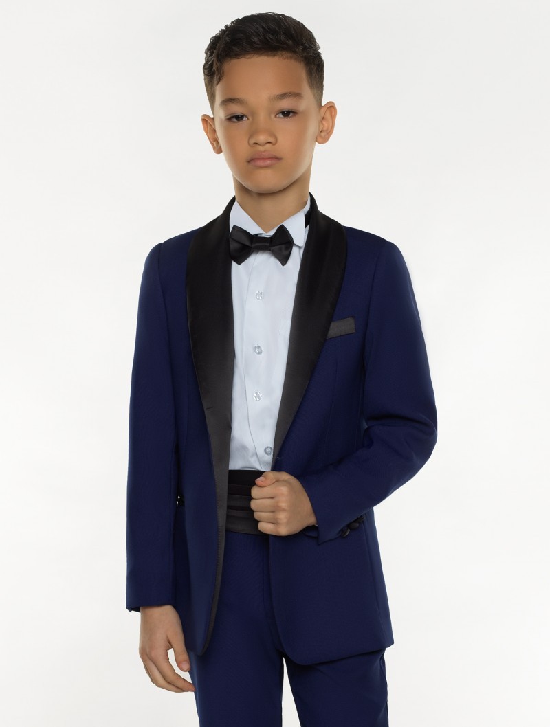 handsome three pieces of boys suits with jacketwaistcoatpants polyester high quality gentleman navy blue style kids tuxedos suits