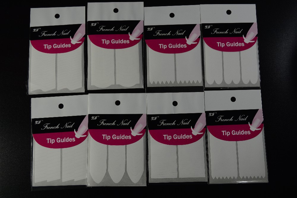 18Styles/set Nail Decoration Nail Art Tips Nail Art Form Fringe Guides Sticker DIY French Manicure XB1