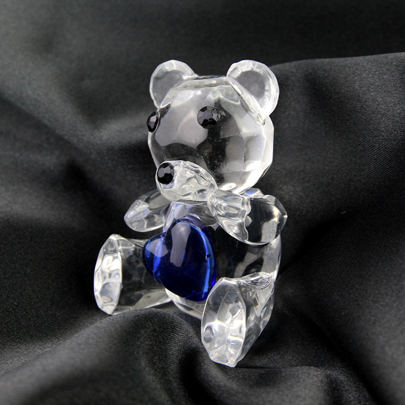 FREE SHIPPING Baby Shower Favors Choice Crystal Collection Teddy Bear Figurines -Blue Crystal For Boy+30pcs/lot